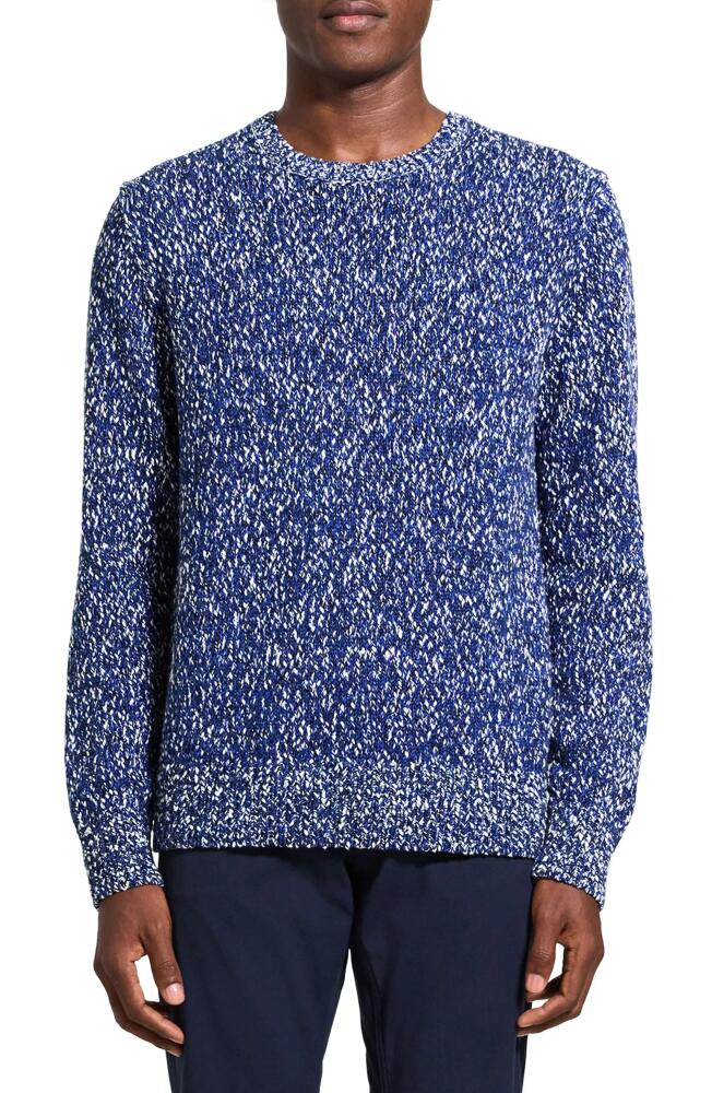 Theory Mauno Breach Crewneck Sweater in Klein Blue Multi Cover