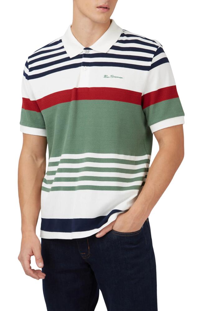 Ben Sherman Engineered Stripe Polo in Snow White Cover