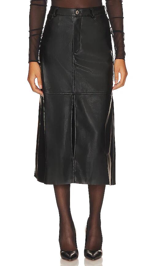 WeWoreWhat Faux Leather Midi Skirt in Black Cover