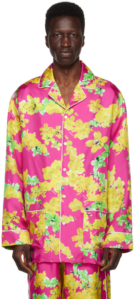 Versace Underwear Pink Floral Pyjama Shirt Cover