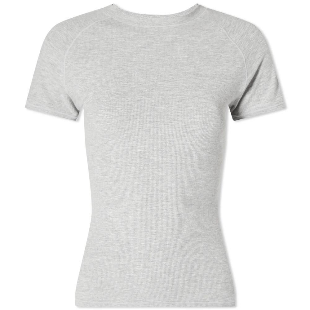 Adanola Women's Rib Raglan Short Sleeve Top in Grey Cover