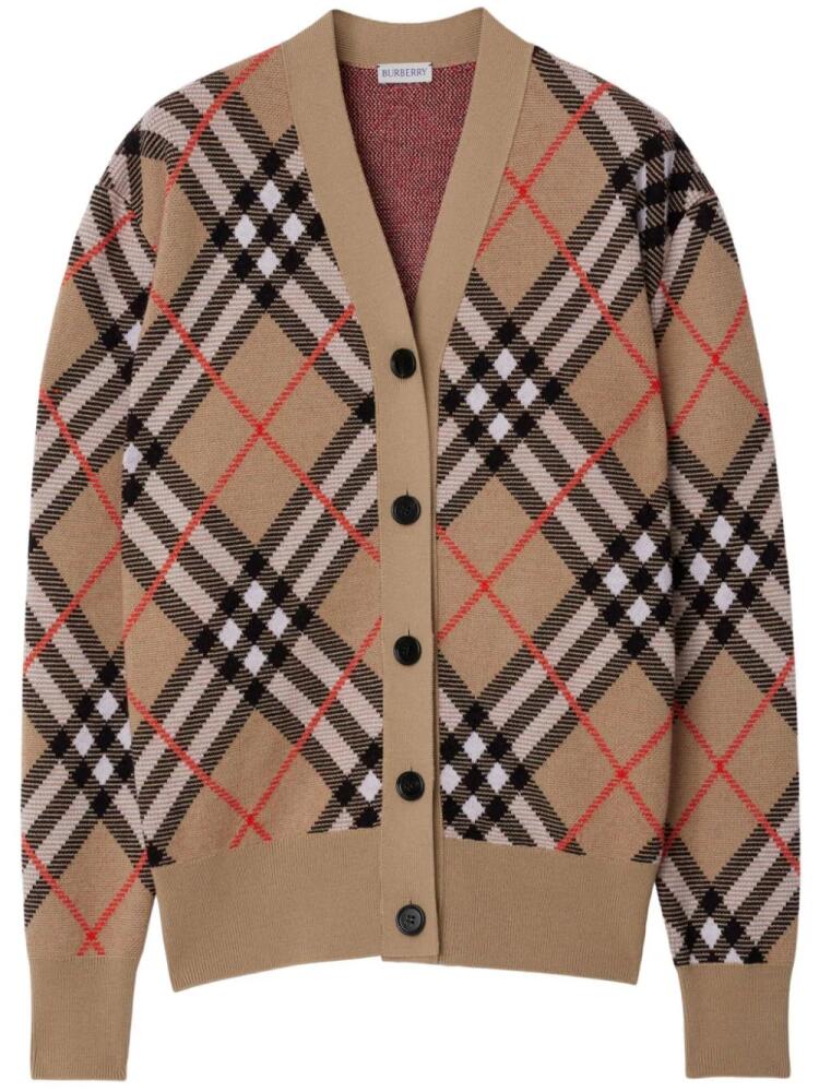 Burberry check wool-blend cardigan - Brown Cover