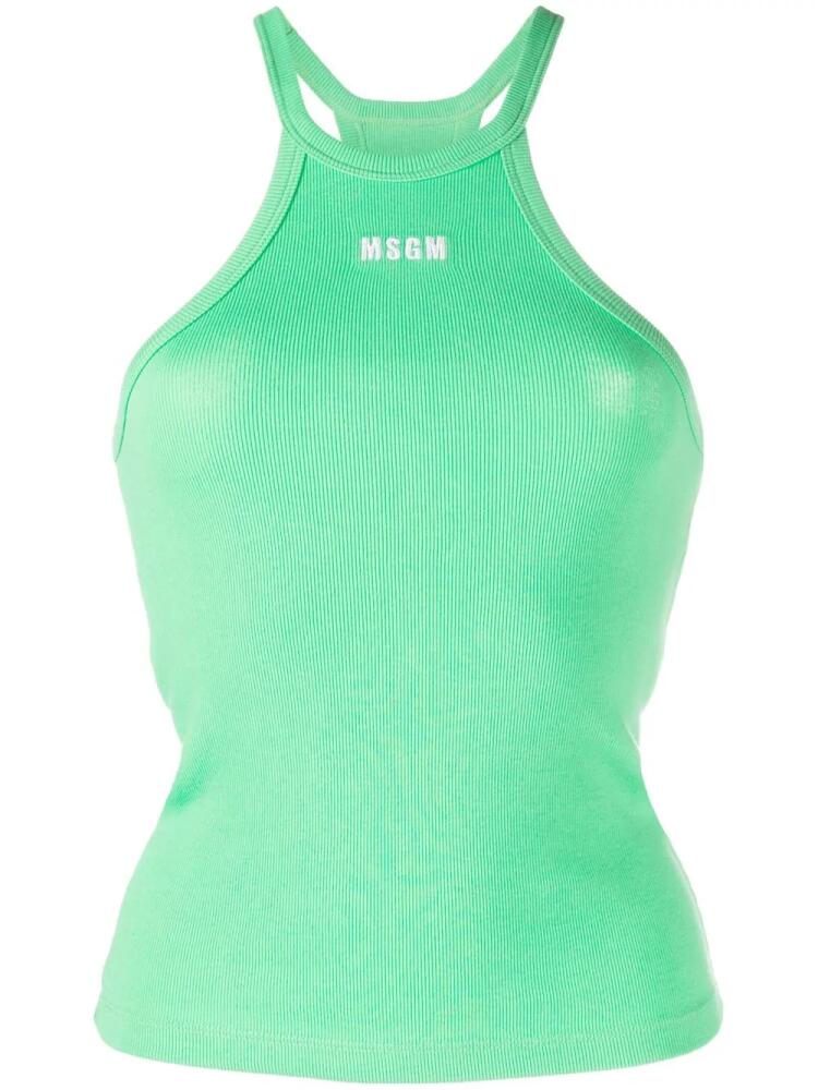 MSGM logo-print tank top - Green Cover