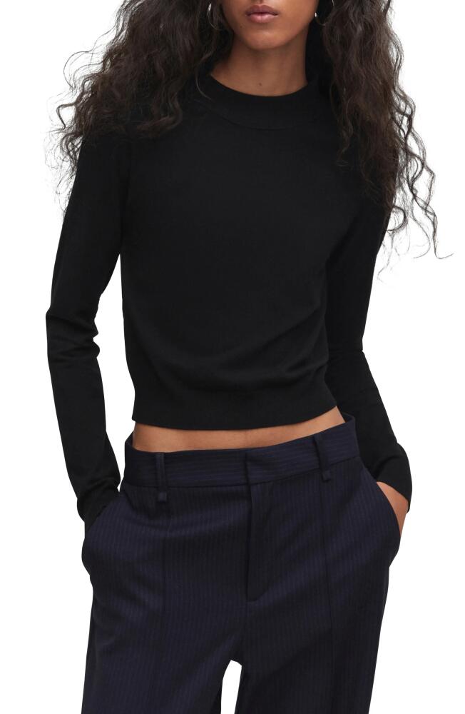 MANGO Back Zip Mock Neck Sweater in Black Cover