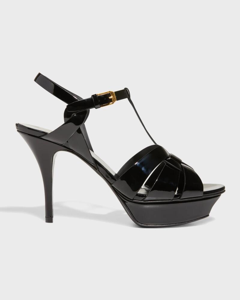 Saint Laurent Tribute Patent T-Strap Platform Sandals Cover