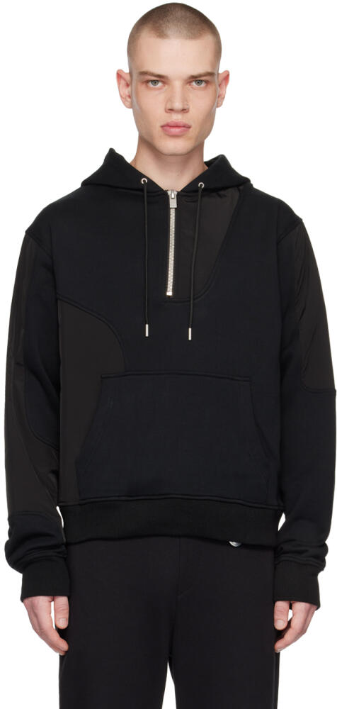 HELIOT EMIL Black Paneled Hoodie Cover