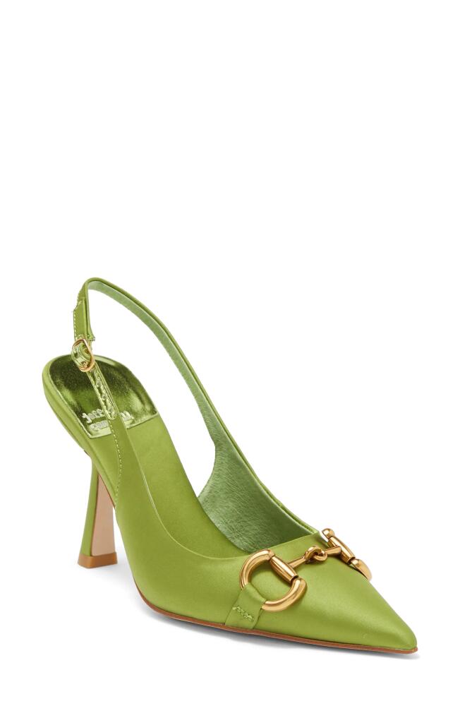 Jeffrey Campbell Estella Pointed Toe Slingback Pump in Green Satin Gold Cover