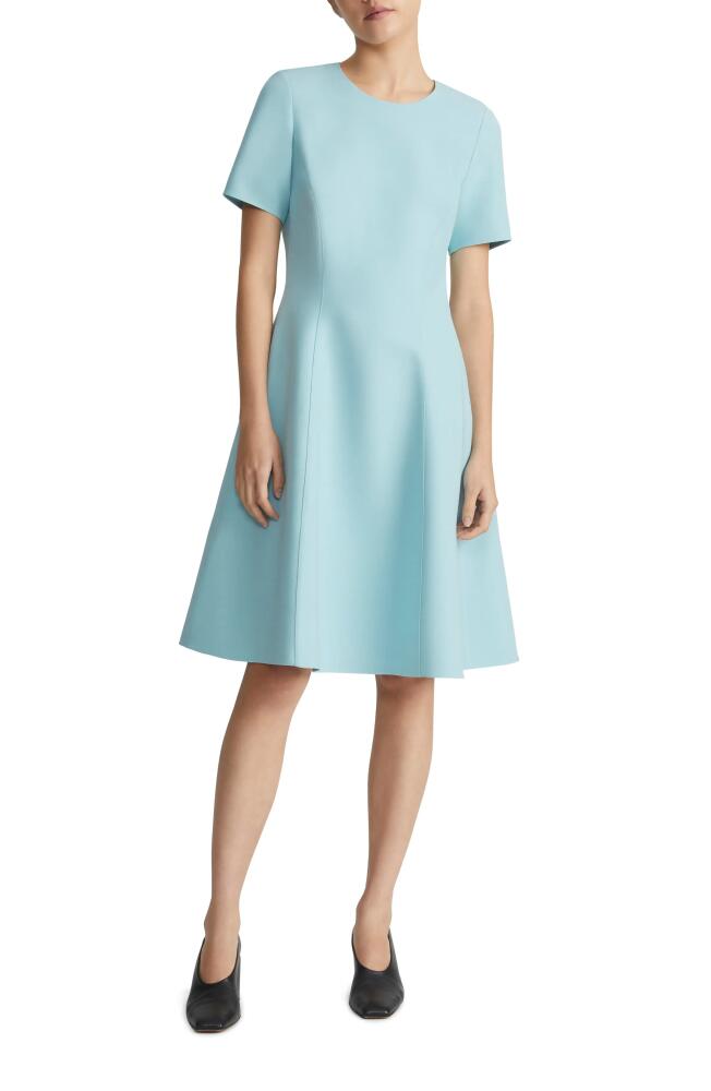 Lafayette 148 New York Short Sleeve Wool Blend Fit & Flare Dress in Sea Grass Cover