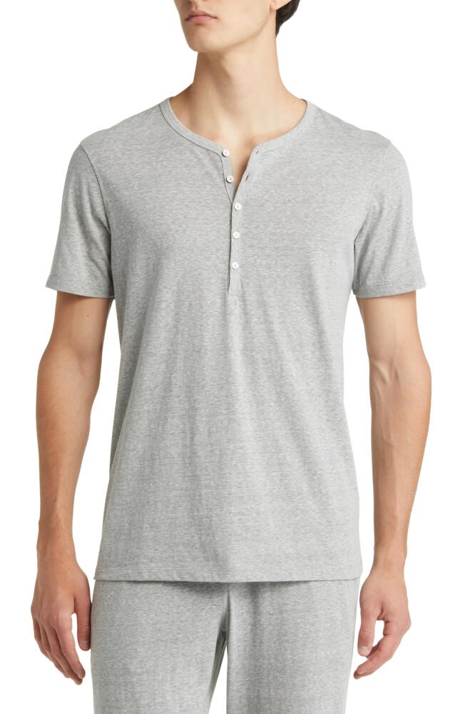 Daniel Buchler Heathered Recycled Cotton Blend Henley Pajama T-Shirt in Light Grey Cover