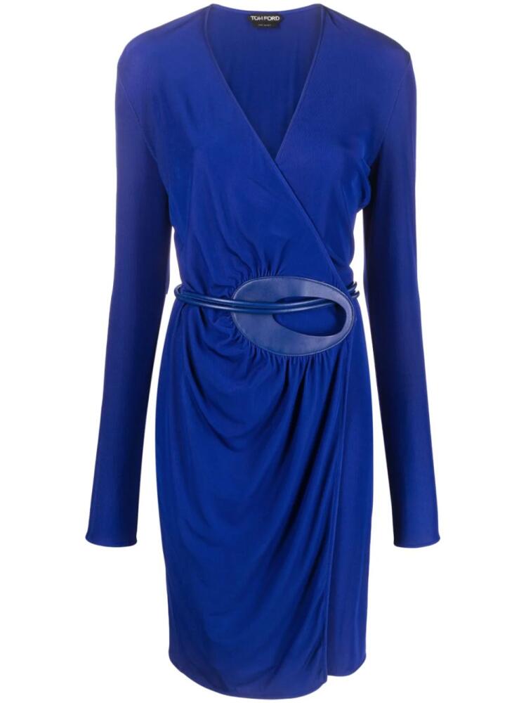 TOM FORD long-sleeved belted wrap dress - Blue Cover