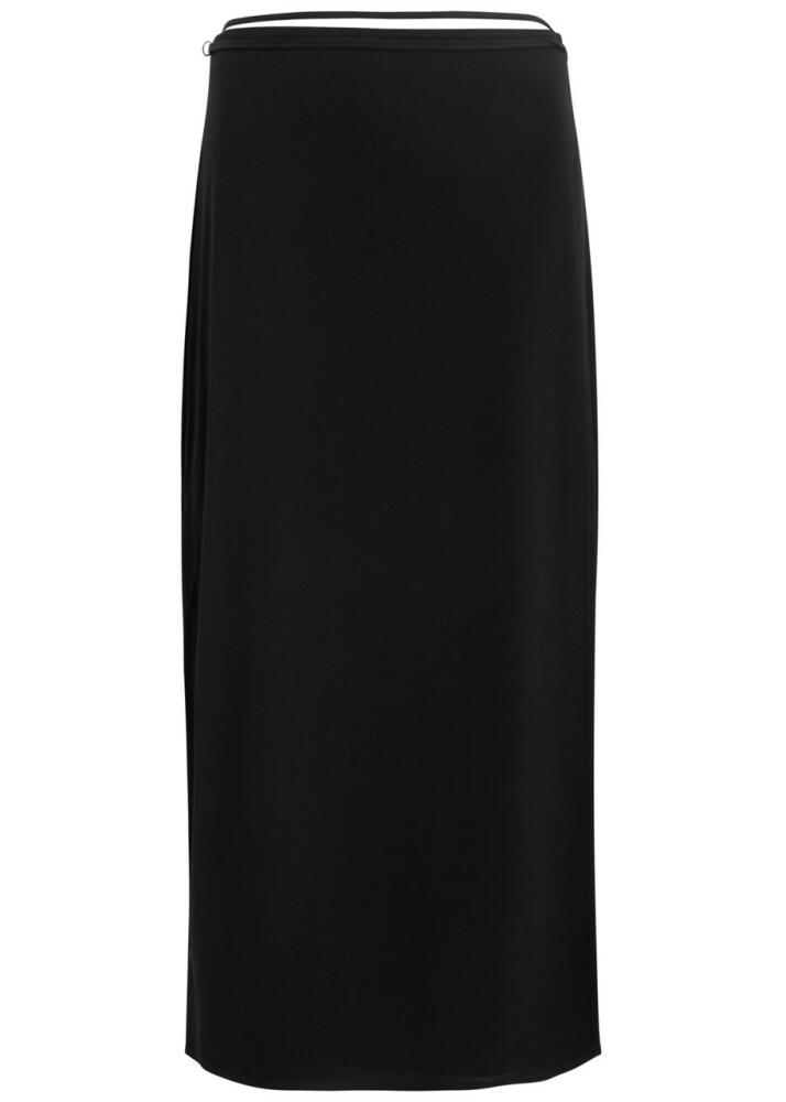 Vince Wrap-effect Stretch-jersey Midi Skirt - Black Cover