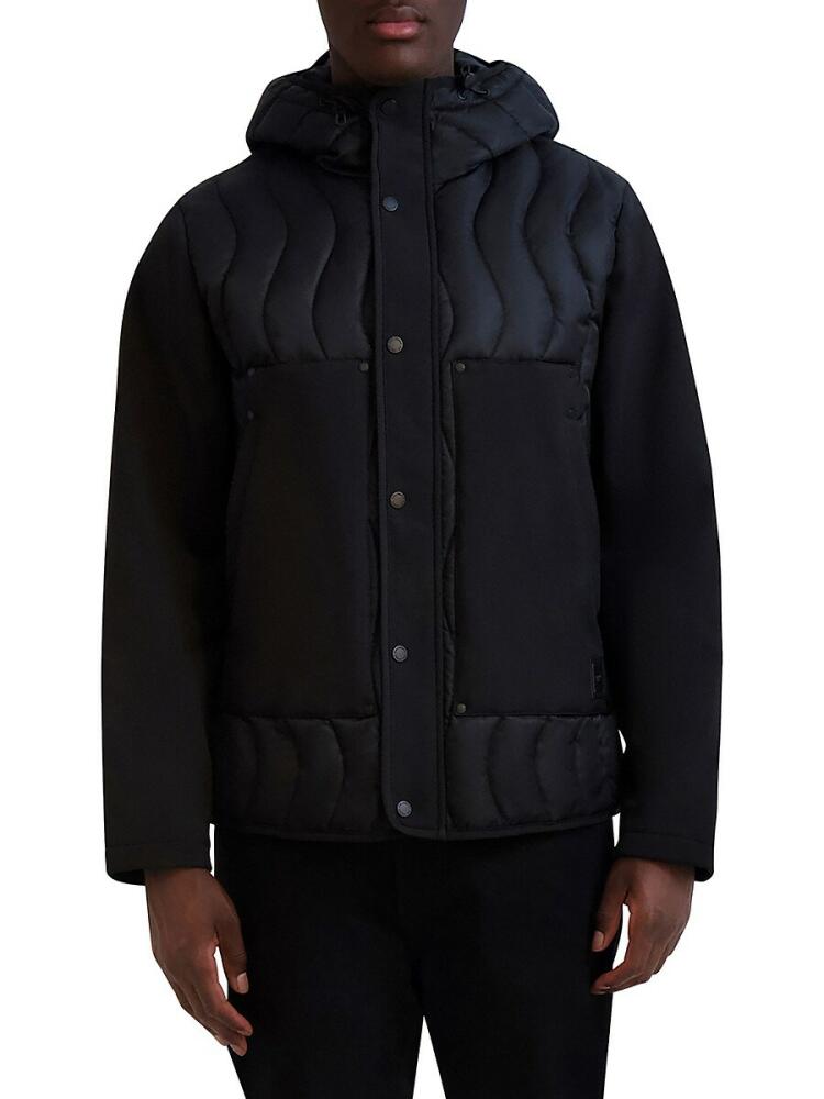 Karl Lagerfeld Paris Men's Quilted Hooded Bomber Jacket - Black Cover