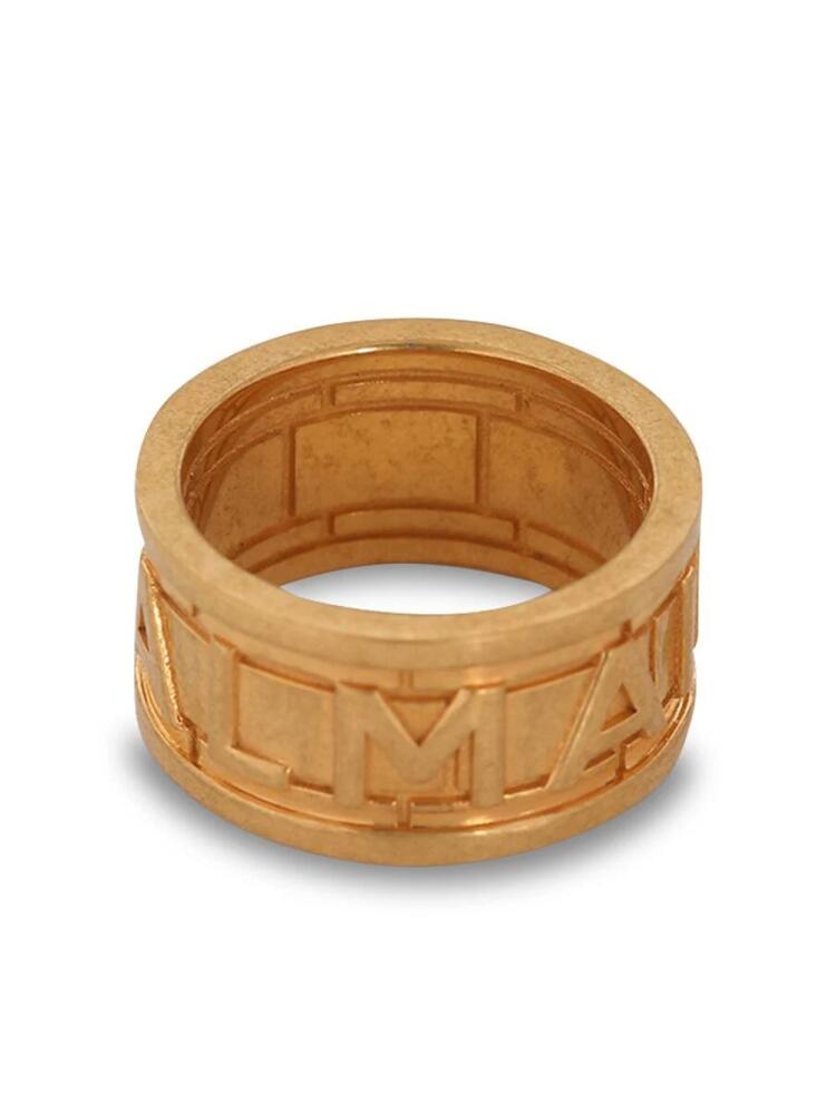 Balmain logo-debossed hammered ring - Gold Cover