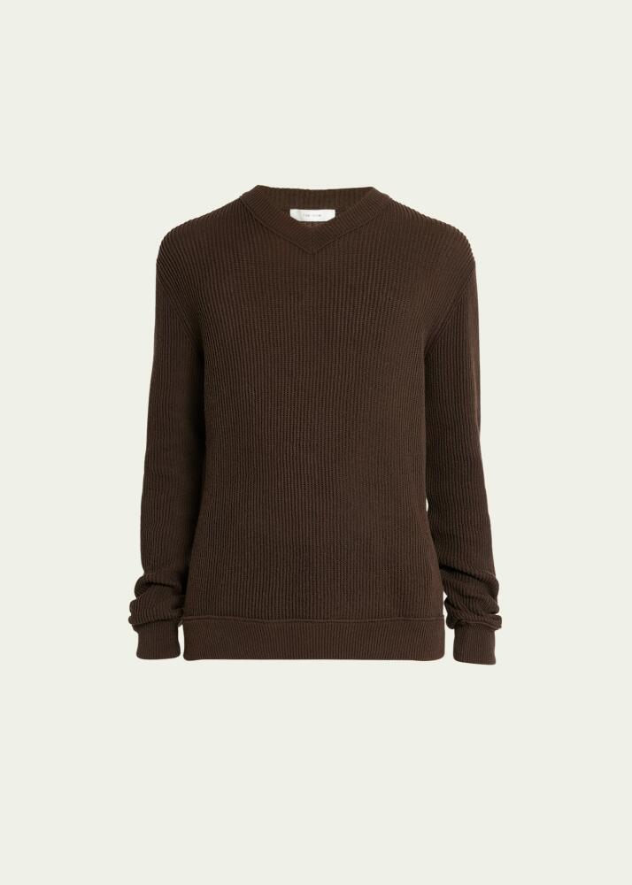 THE ROW Men's Ribbed V-Neck Sweater Cover