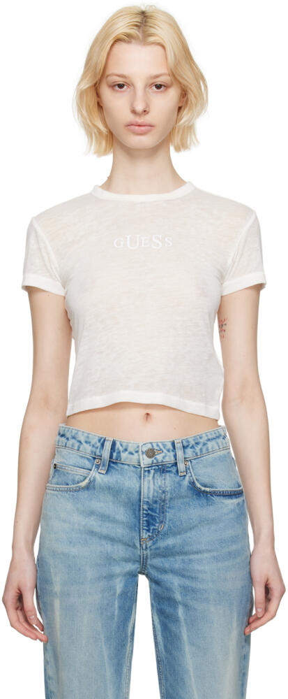 GUESS USA White Printed T-Shirt Cover