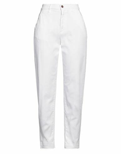 Avantgar Denim By European Culture Woman Pants White Cotton, Polyester, Elastane Cover