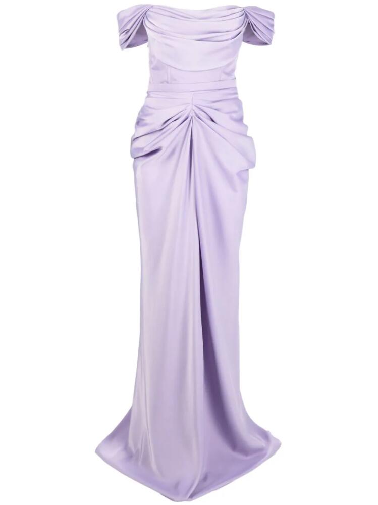 Ana Radu off-shoulder satin maxi dress - Purple Cover