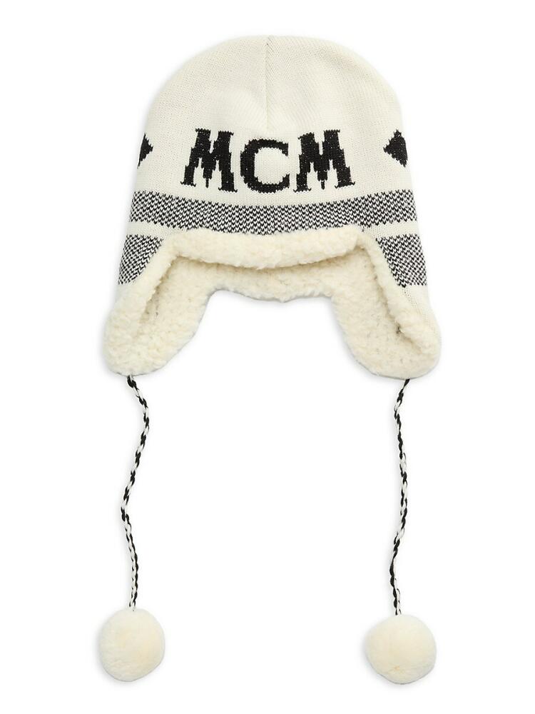 MCM Men's Logo Merino Wool Trapper Hat - Ivory Cover