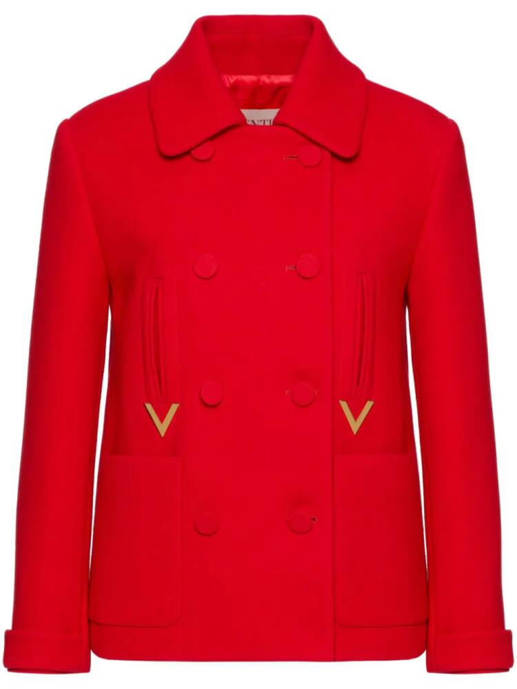 Valentino Garavani textured double crepe peacoat Cover