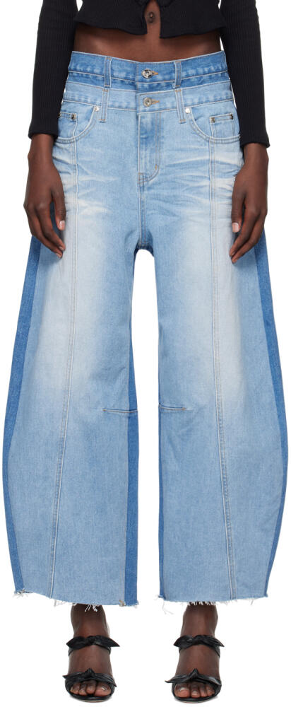 Rokh Blue Balloon Shaped Layered Denim Jeans Cover