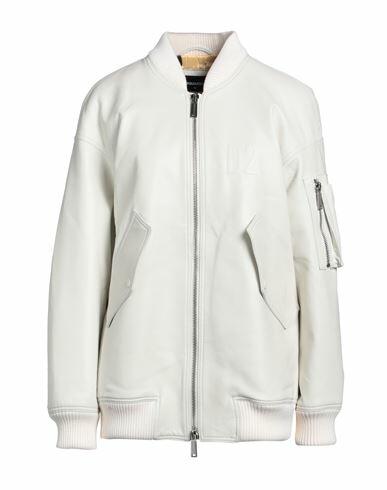 Dsquared2 Woman Jacket Off white Ovine leather, Wool, Polyamide, Elastane Cover