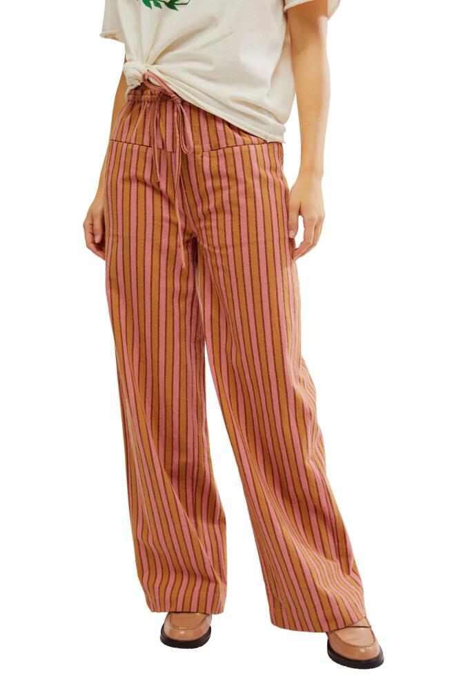 Free People Hudson Canyon Stripe Wide Leg Pants in Brown Combo Cover