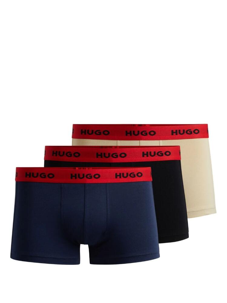 HUGO logo-waistband boxers (set of three) - Blue Cover