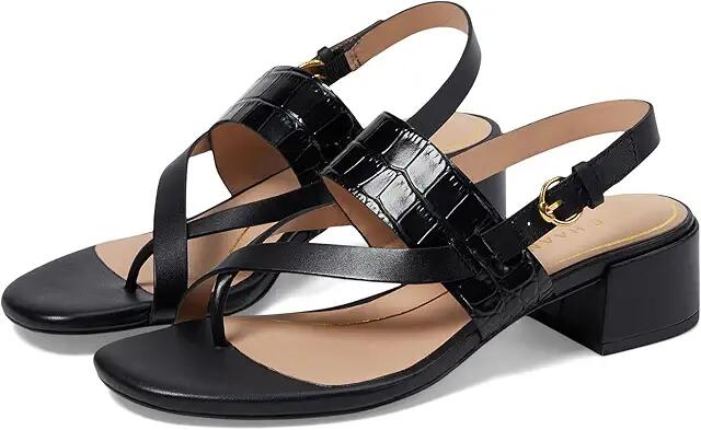 Cole Haan Anica Lux Block Heel Sandals (Black Leather) Women's Sandals Cover