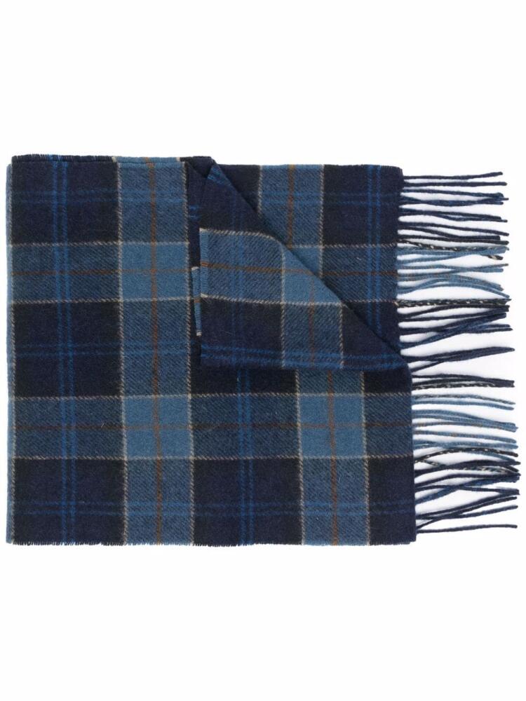 Barbour tartan-print knitted scarf - Blue Cover