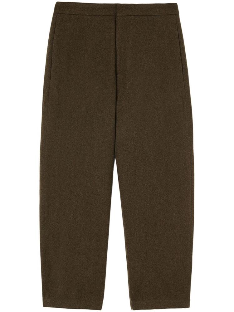 Jil Sander logo-patch wool tapered trousers - Brown Cover