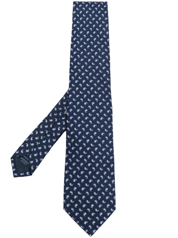 Corneliani embroidered-pattern silk tie - Blue Cover