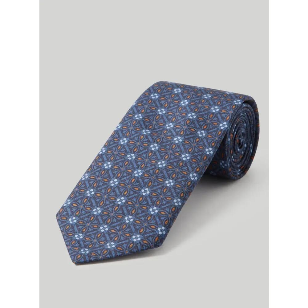 Robert Talbott Robert Geo Printed Silk Necktie in Navy Cover