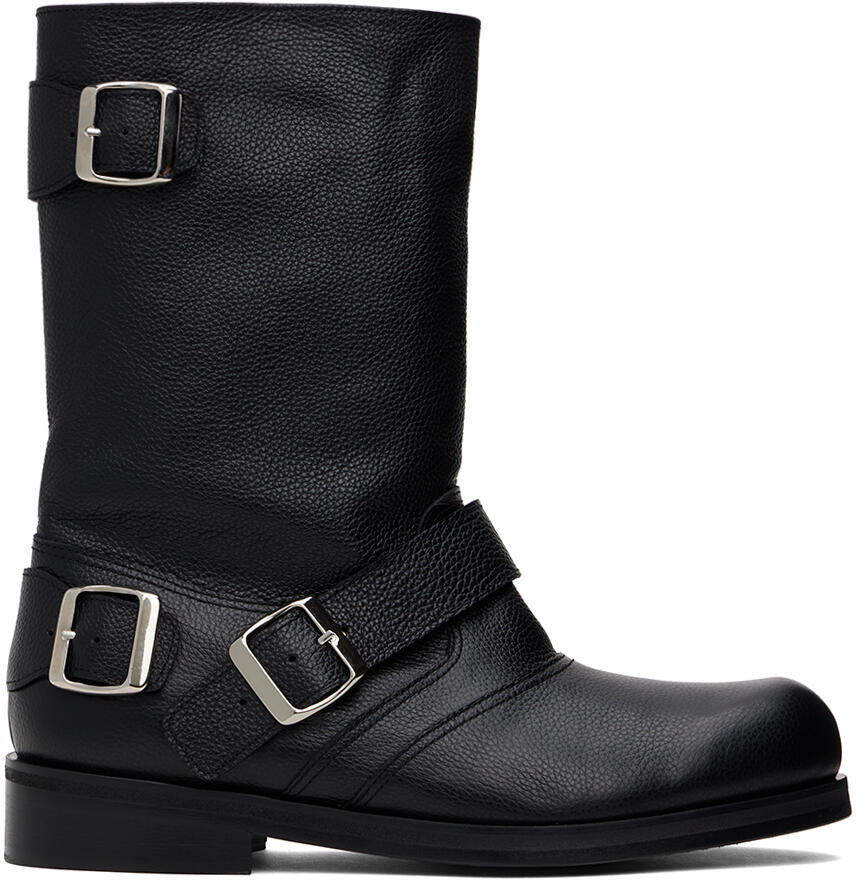 Stefan Cooke SSENSE Exclusive Black Biker Boots Cover