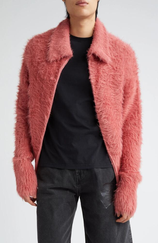 Martine Rose Gender Inclusive Hairy Zip Jacket in Salmon Cover