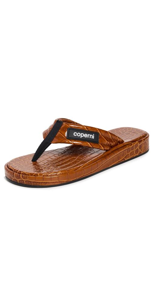 Coperni Croco Branded Flip Flops Brown Camel Cover