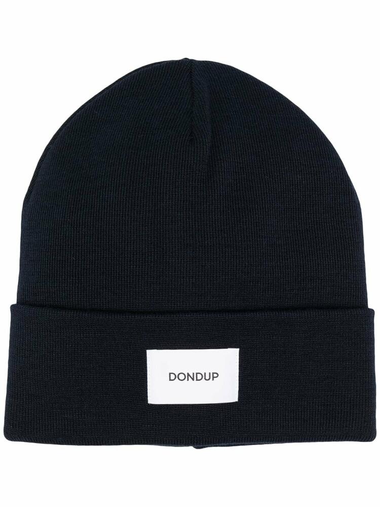 DONDUP fine-knit logo patch beanie - Blue Cover