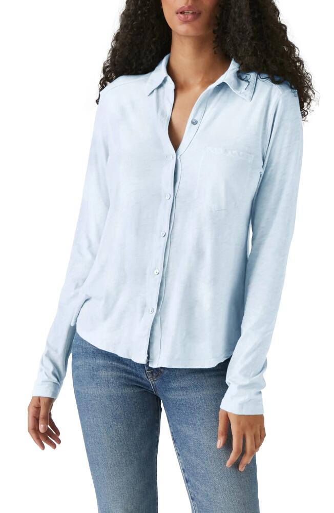 Michael Stars Ayla Slub Knit Button-Up Shirt in Water Cover