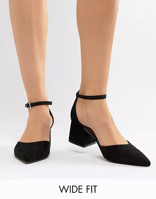 ASOS DESIGN Wide Fit Starling pointed heels-Black Cover