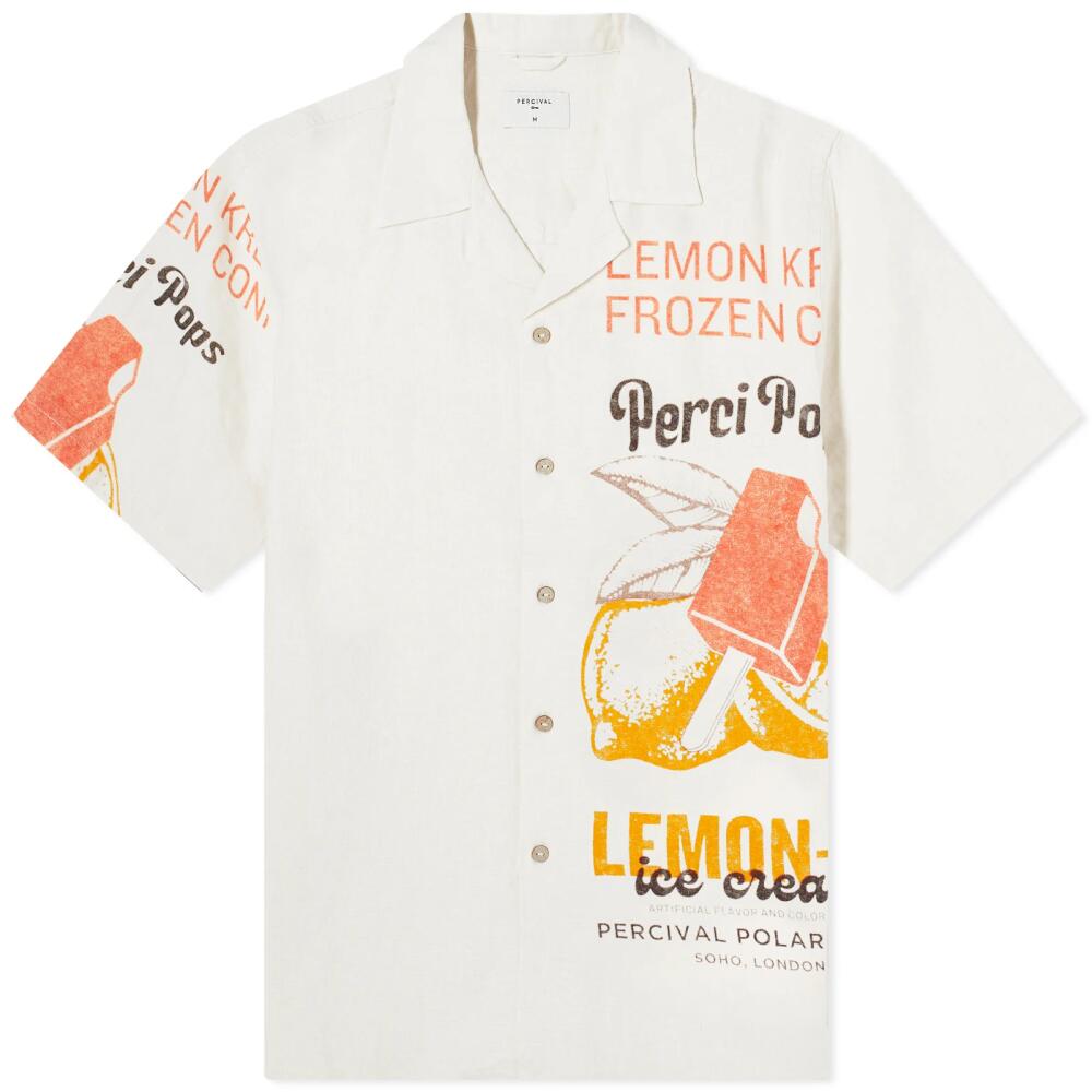 Percival Men's Lemon Kreme Cuban Shirt in Natural Cover