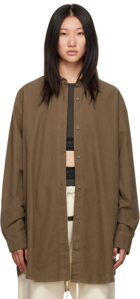 Fear of God ESSENTIALS Brown Buttoned Shirt Cover