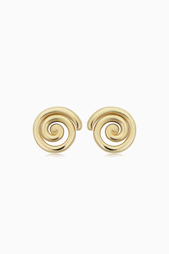 Oradina 14K Yellow Gold Da Vinci Round Studs Cover