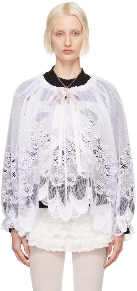 Yuhan Wang White Curtain Lace Blouse Cover