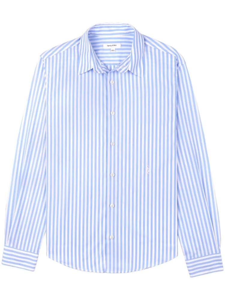 Sporty & Rich logo-embroidered striped shirt - Blue Cover