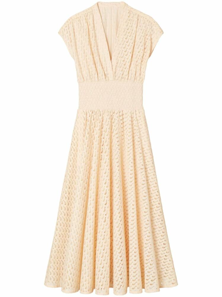 Tory Burch embroidered cotton midi dress - Neutrals Cover