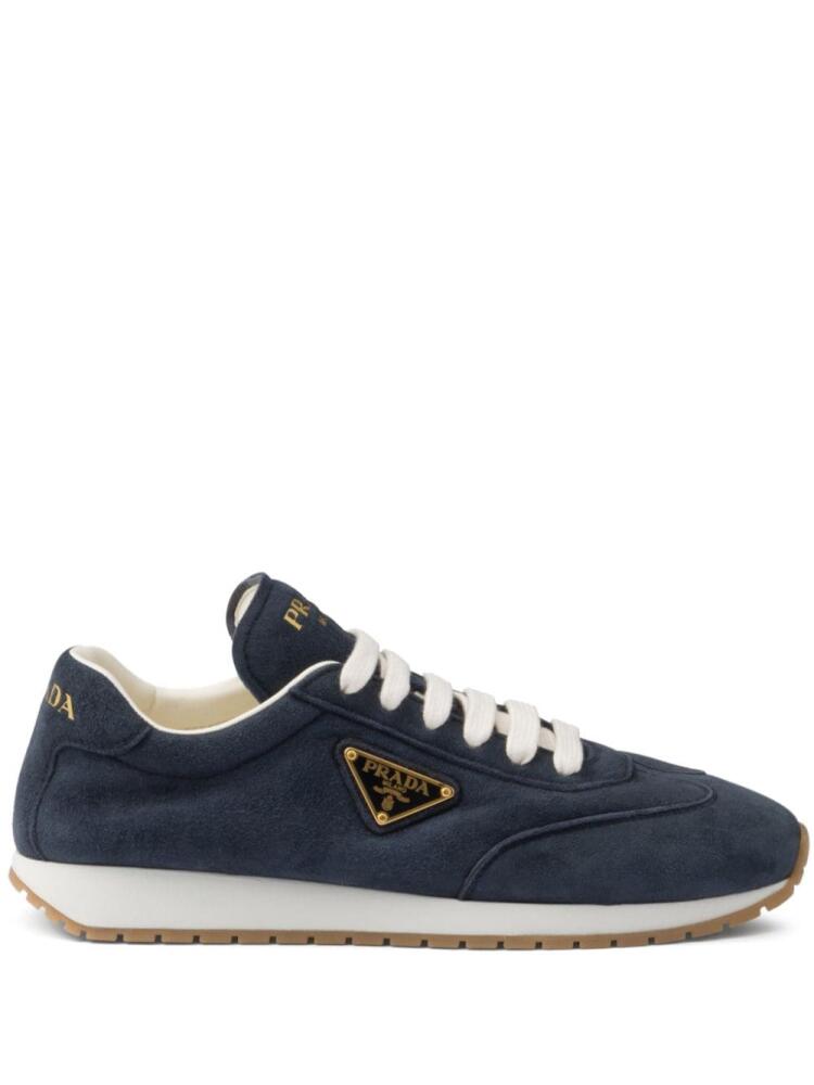 Prada triangle-logo suede sneakers - Blue Cover