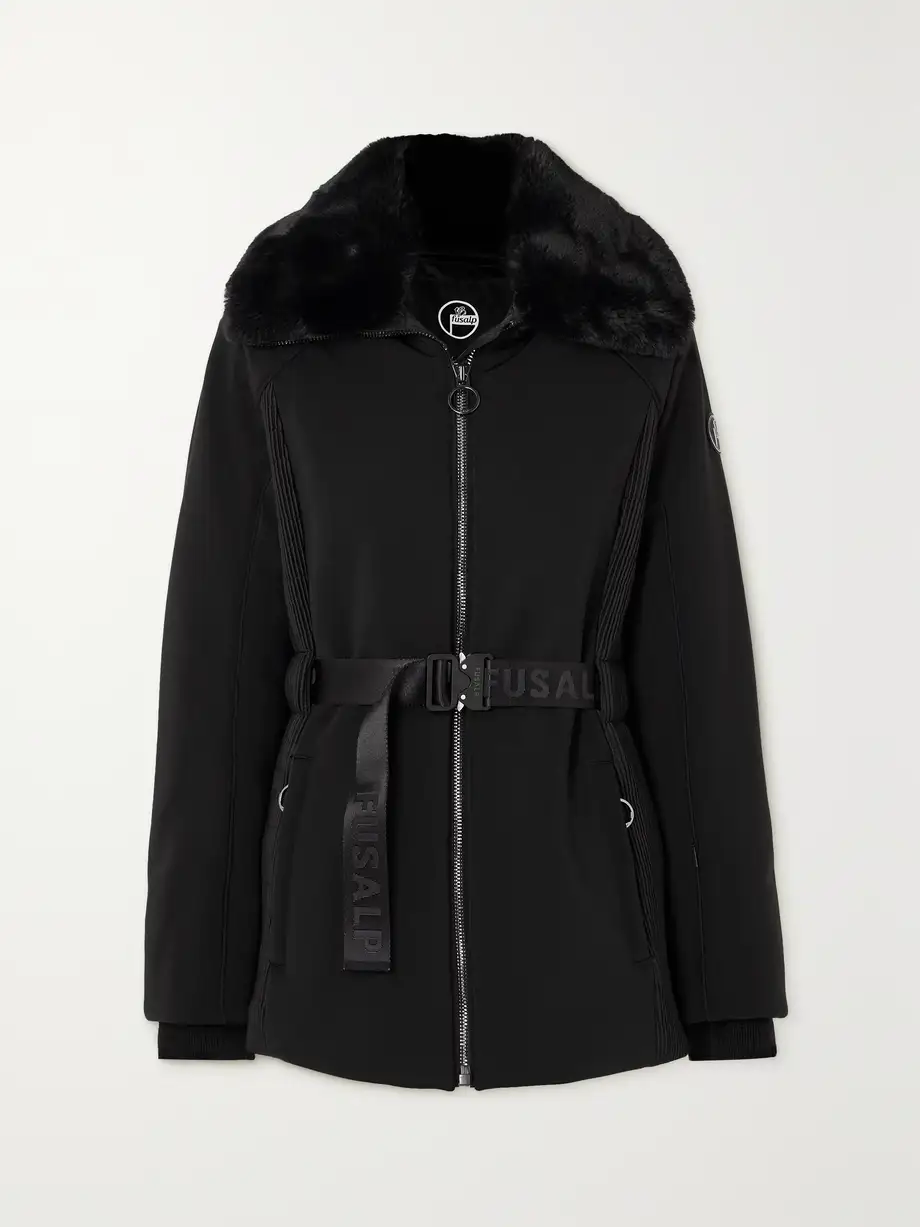 Fusalp - Clea Belted Faux Fur-trimmed Softshell And Stretch-jersey Ski Jacket - Black Cover