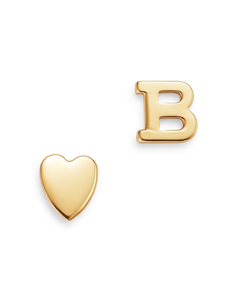 Zoe Lev 14K Yellow Gold Heart & Initial Stud Earrings Cover