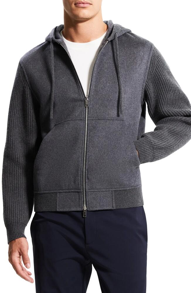 Theory Haskel Wool & Cashmere Zip Hoodie in Medium Grey Cover