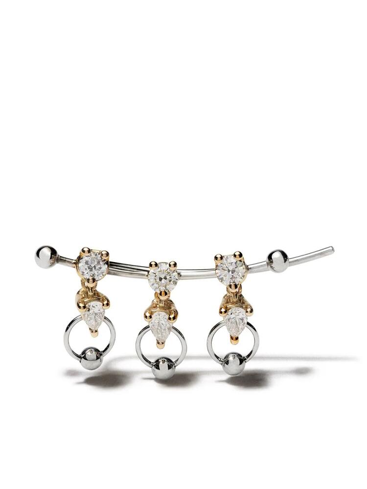 Delfina Delettrez 18kt white and yellow gold Two in One diamond earring Cover