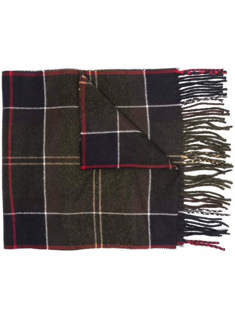 Barbour check-print frayed-edge scarf - Green Cover